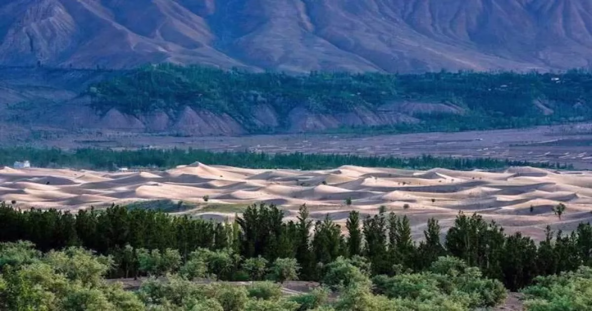 Katpana Cold Desert near Skardu, Pakistan with mountain views
