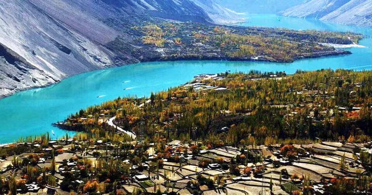 Aerial view of Gilgit city on Skardu to Hunza road trip
